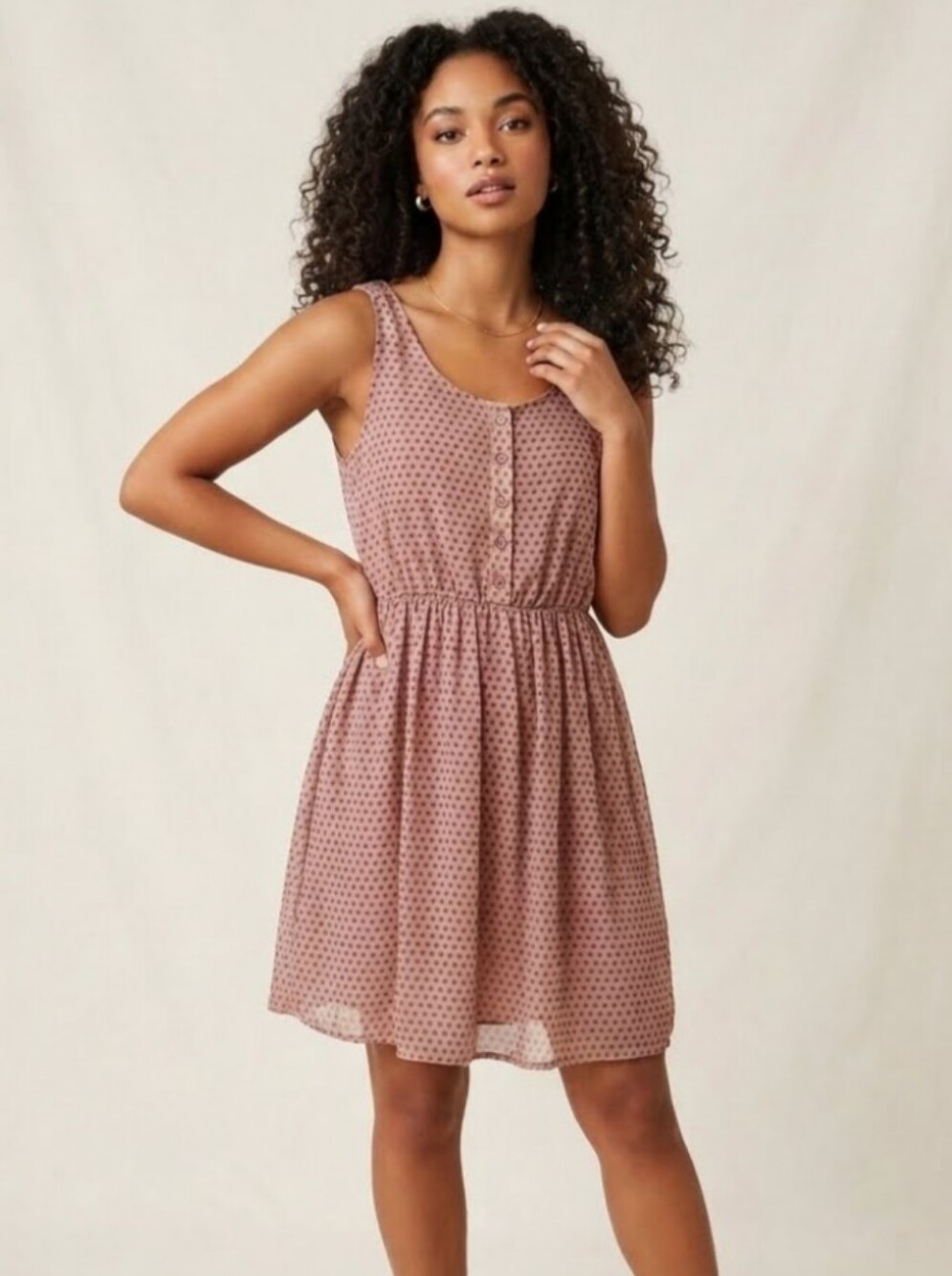 Elastic waist coffee colored dress